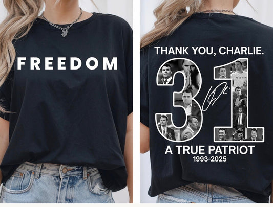New unisex freedom Charlie front and back