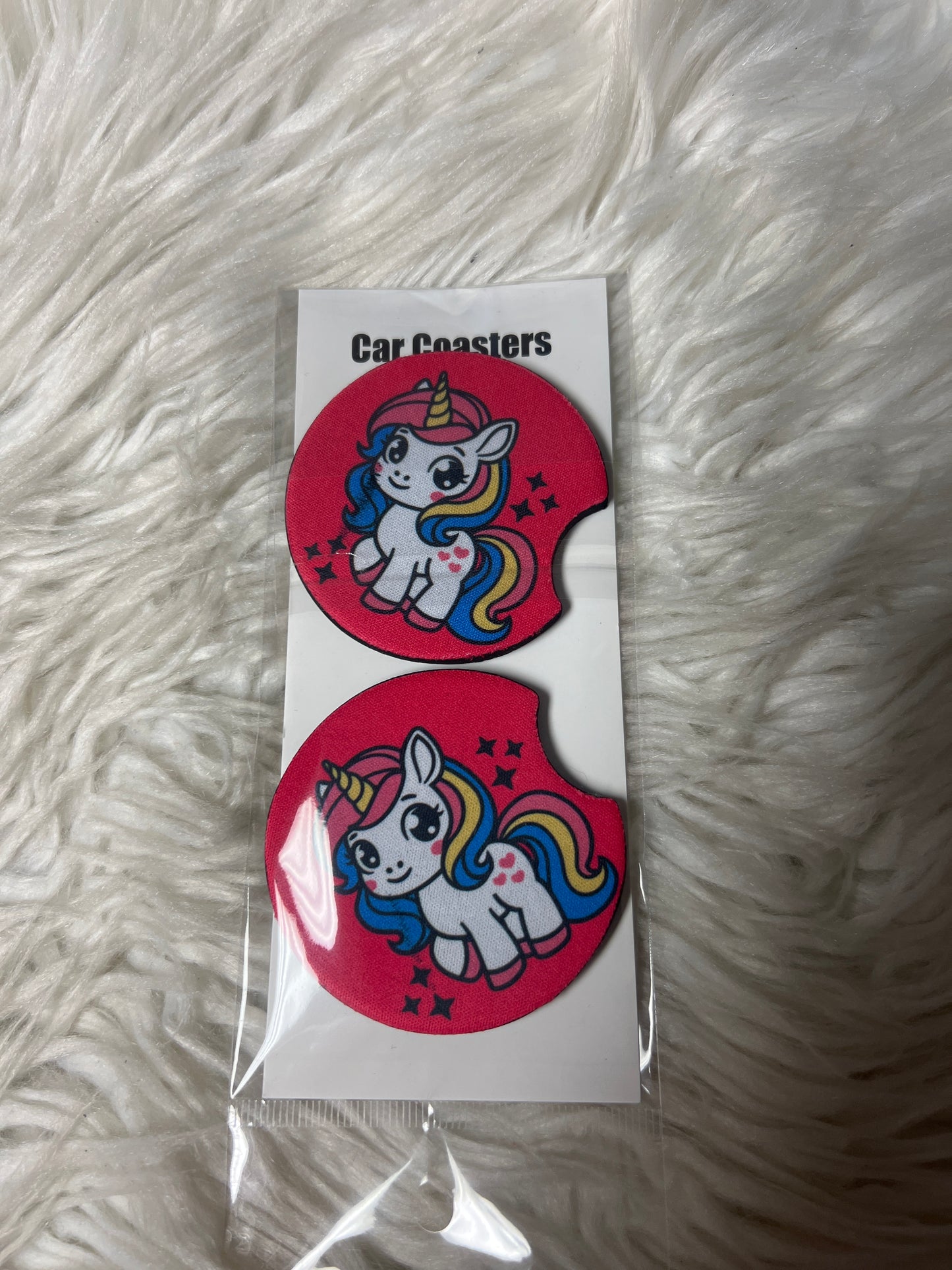 Hot pink, unicorn car coasters
