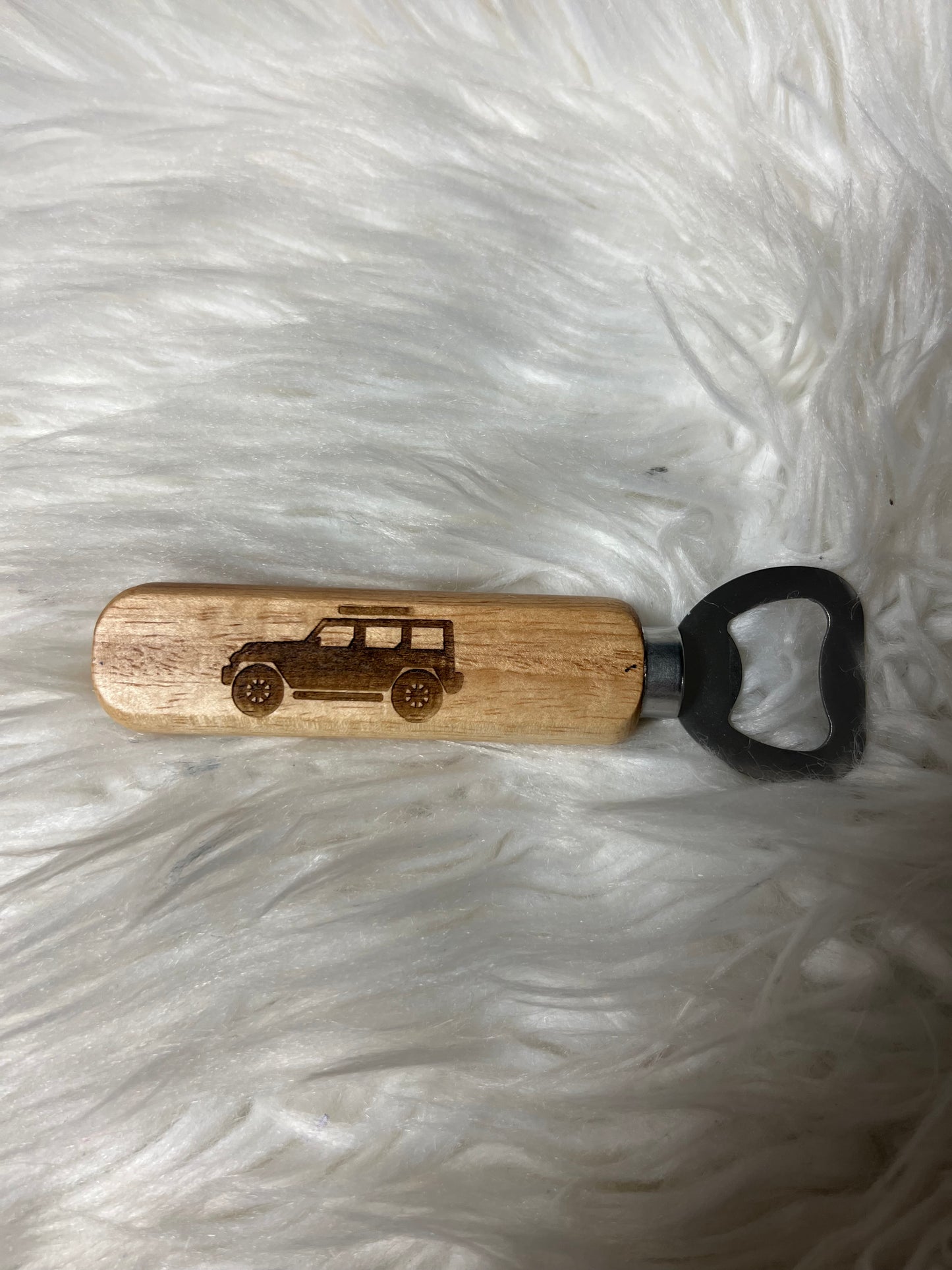 wooden bottle opener 4 x 4 vehicle