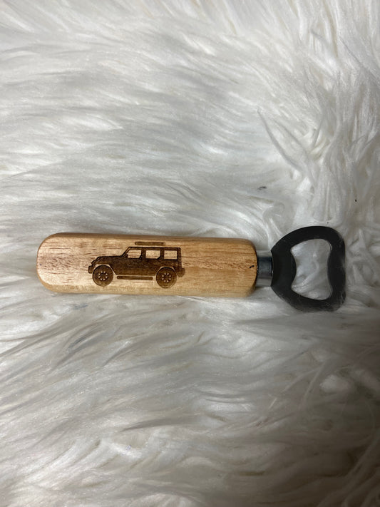 wooden bottle opener 4 x 4 vehicle