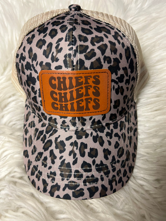 Brand new laser engrave patch hat leopard