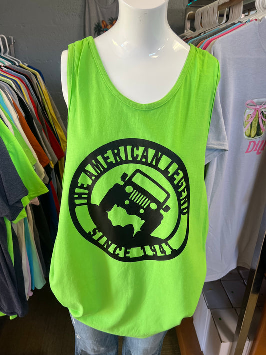 New men’s 4 x 4 tank top lime green