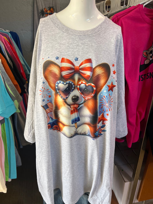 New unisex, short sleeve T-shirt, patriotic corgi