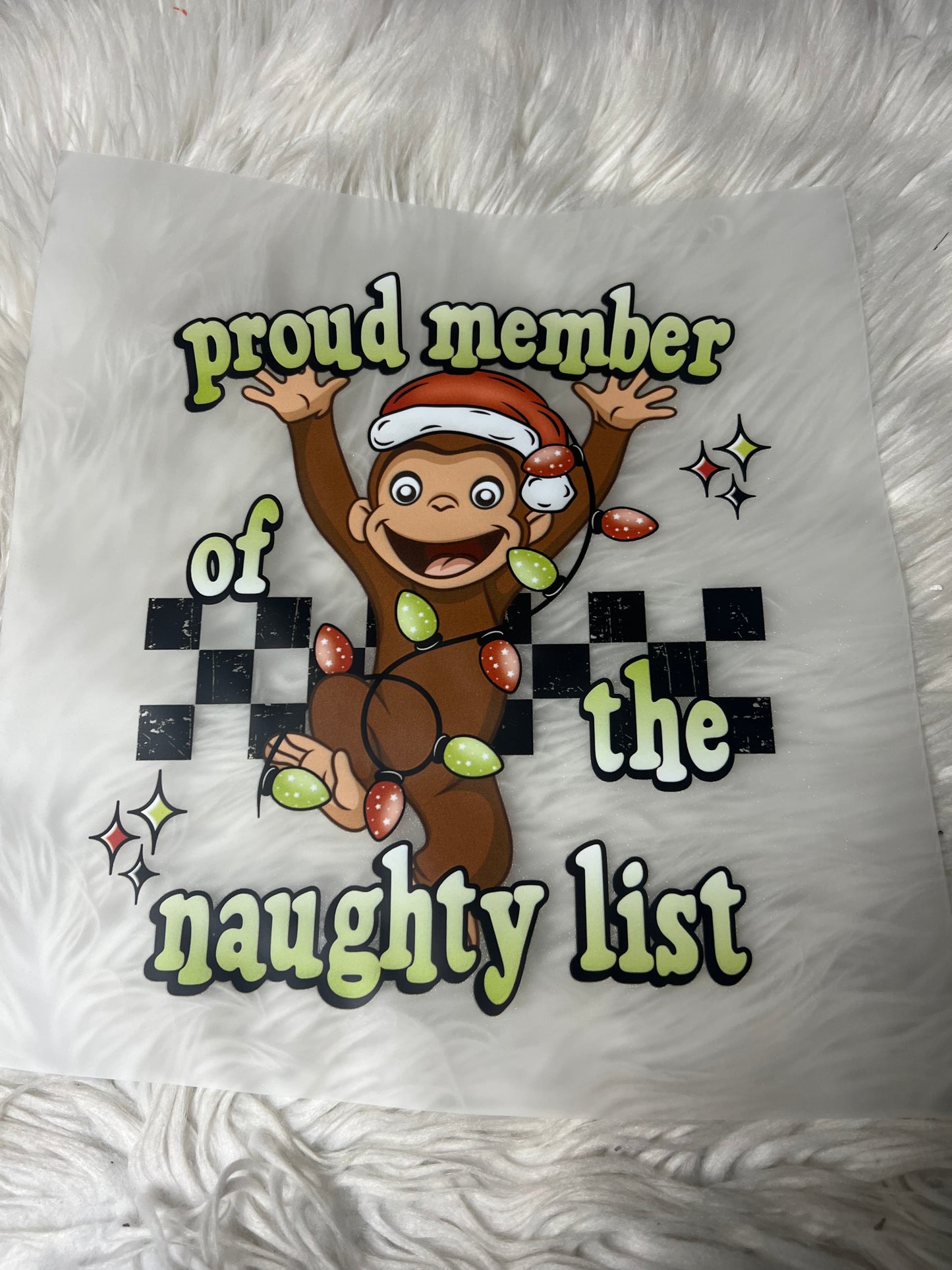 New DTF Christmas monkey George