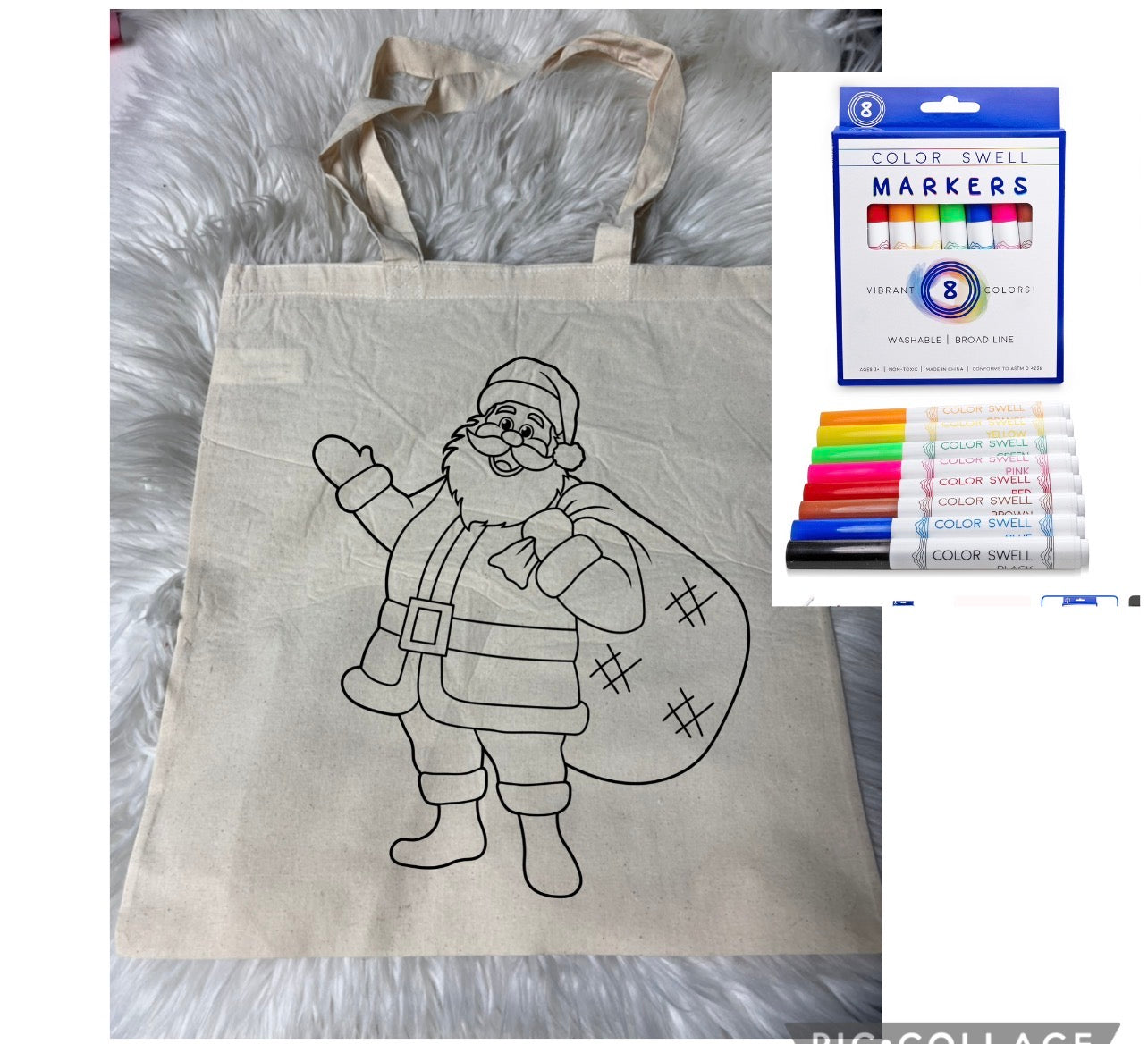 Canvas bag for drawing comes with a pack of markers