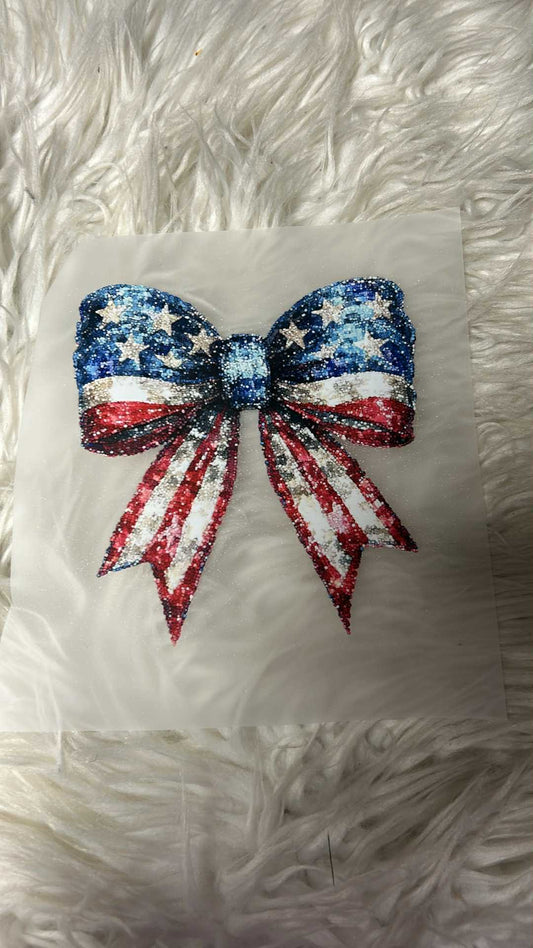 DTF  print patriotic glitter bow