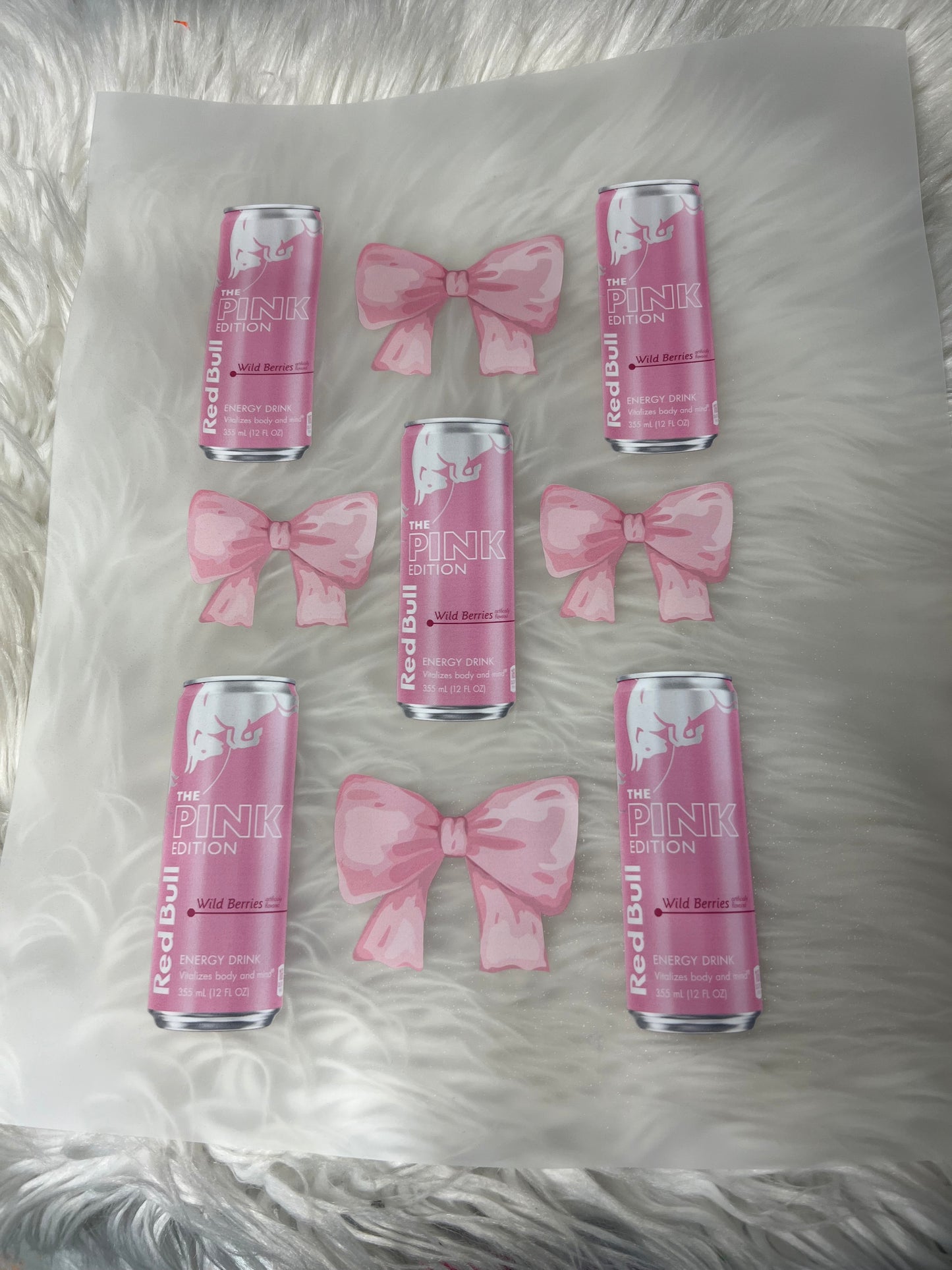DTF  print girly energy drink bows