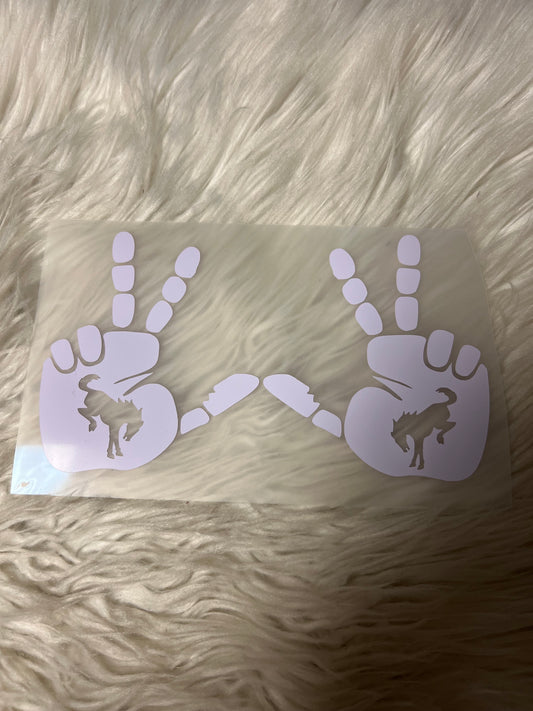 Vehicle wave car decals bucking horse white