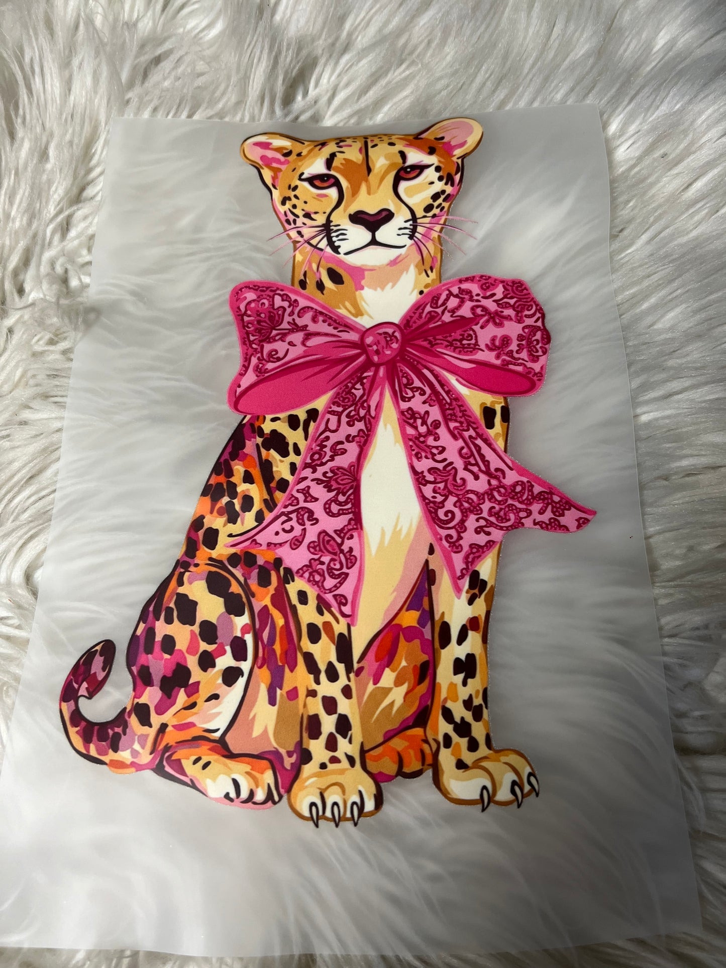 New DTF pink leopard bow 