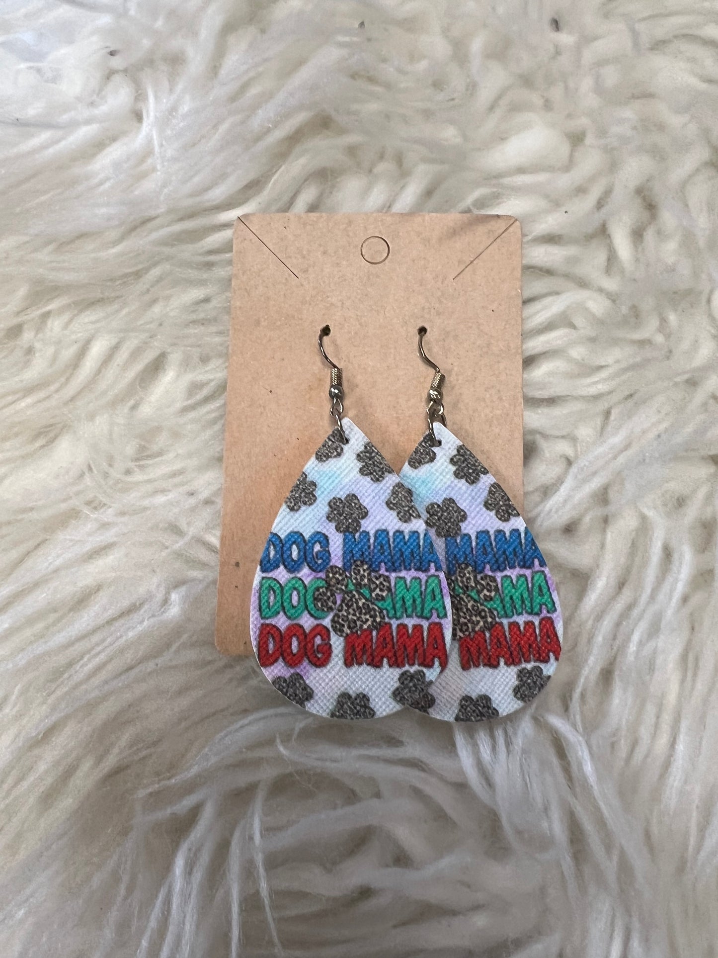 New , faux, leather earrings dog mama