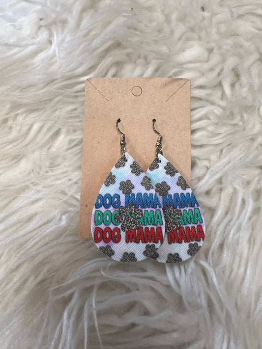 New , faux, leather earrings dog mama
