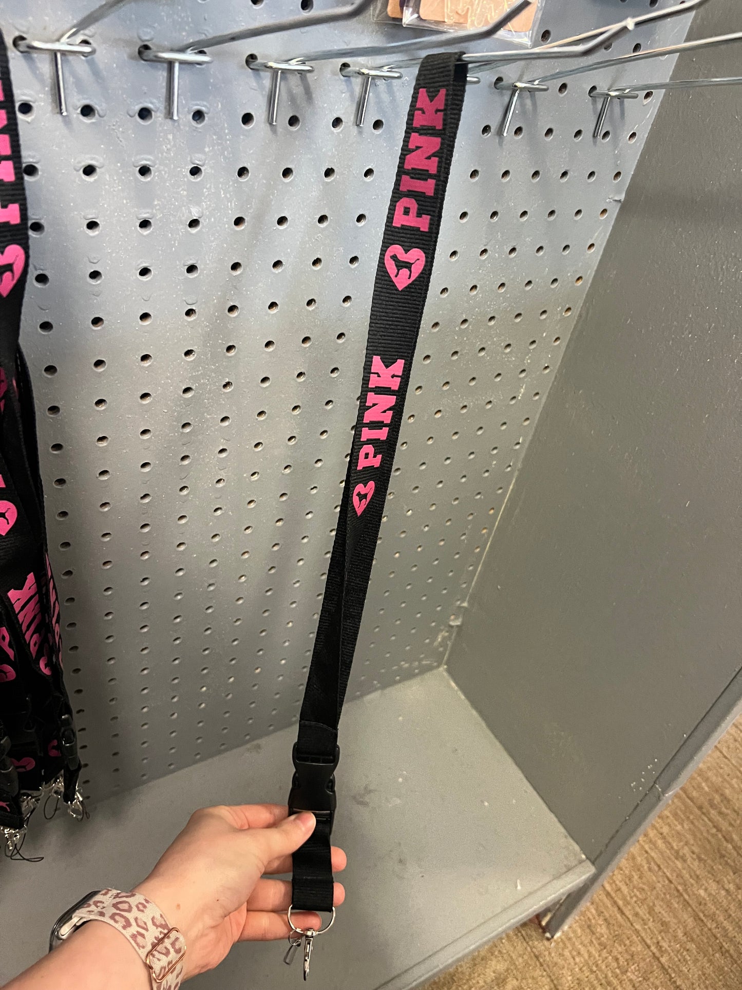 New love, pink and black lanyard