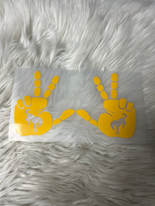 Vehicle wave car decals bucking horse golden yellow