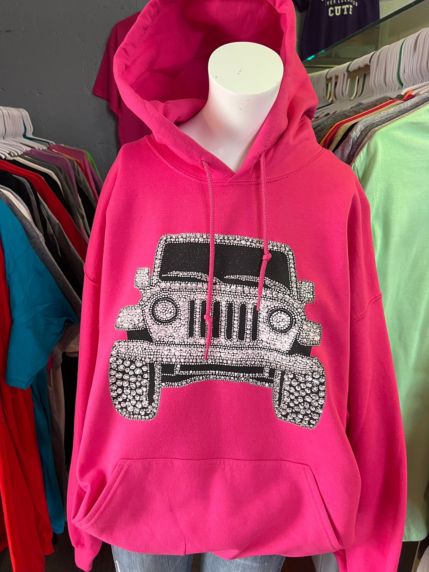 unisex  4 x 4 hoodie pink