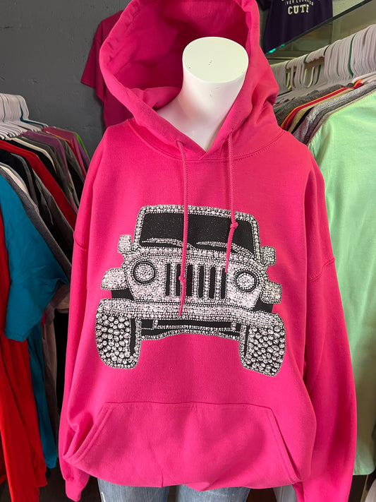 unisex  4 x 4 hoodie pink