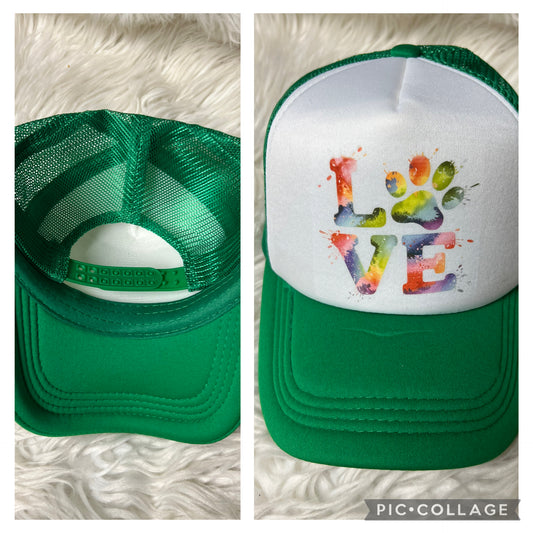 New hat green paw print love