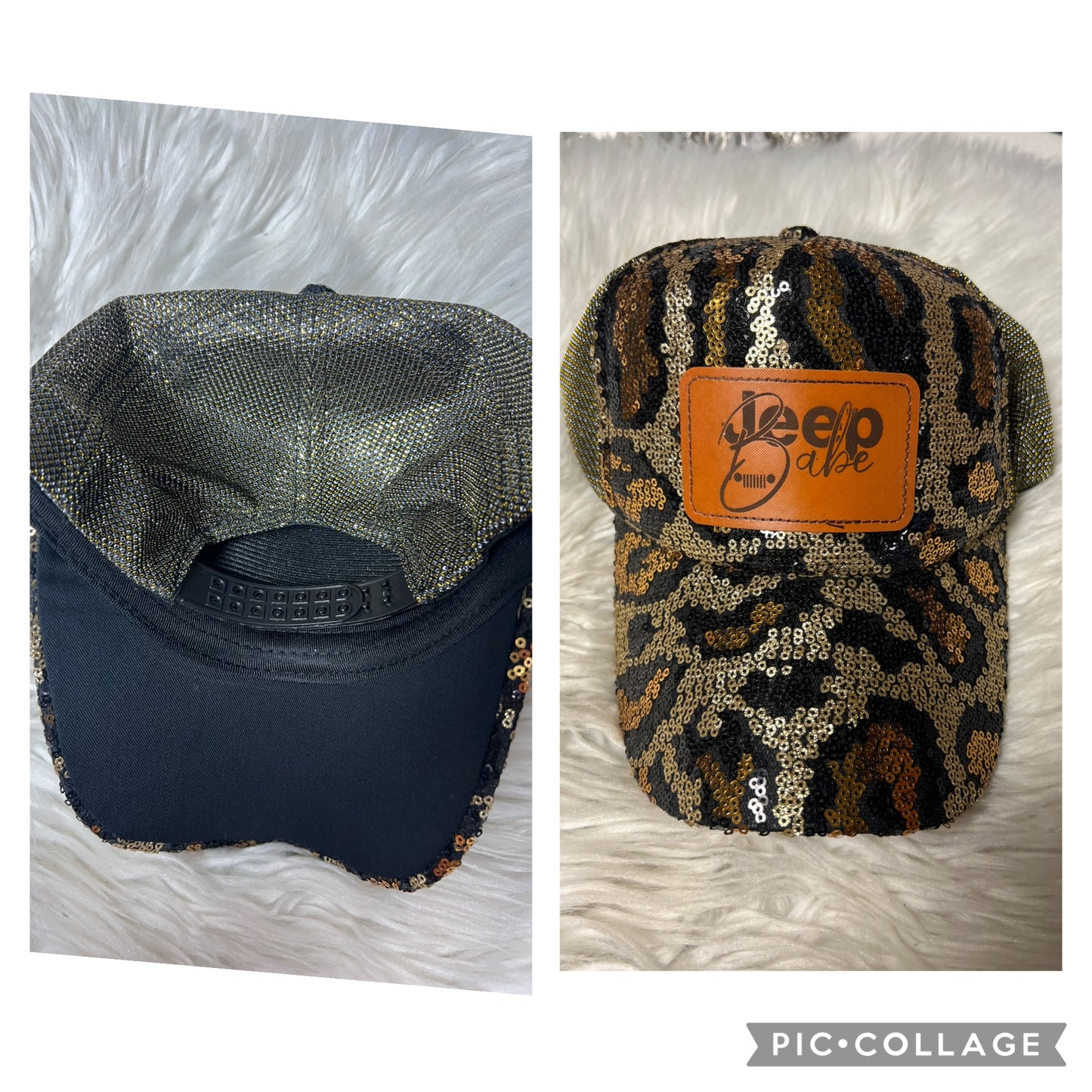 Brand new laser engrave patch hat sequence leopard