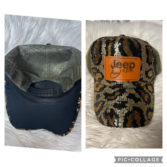 Brand new laser engrave patch hat sequence leopard