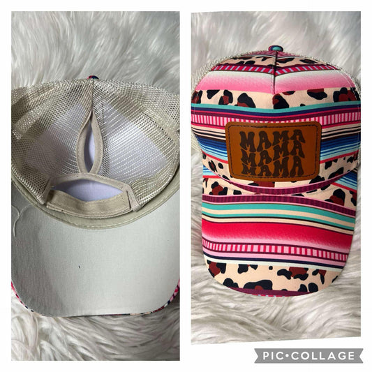 Brand new laser engrave patch hat multicolored, pink animal, print, mama