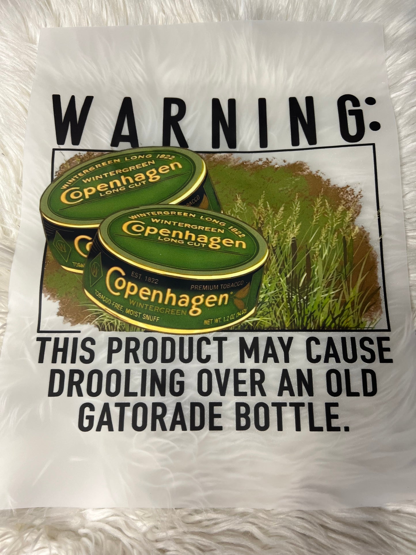 New DTF warning this product may cause drooling over an old Gatorade bottle 