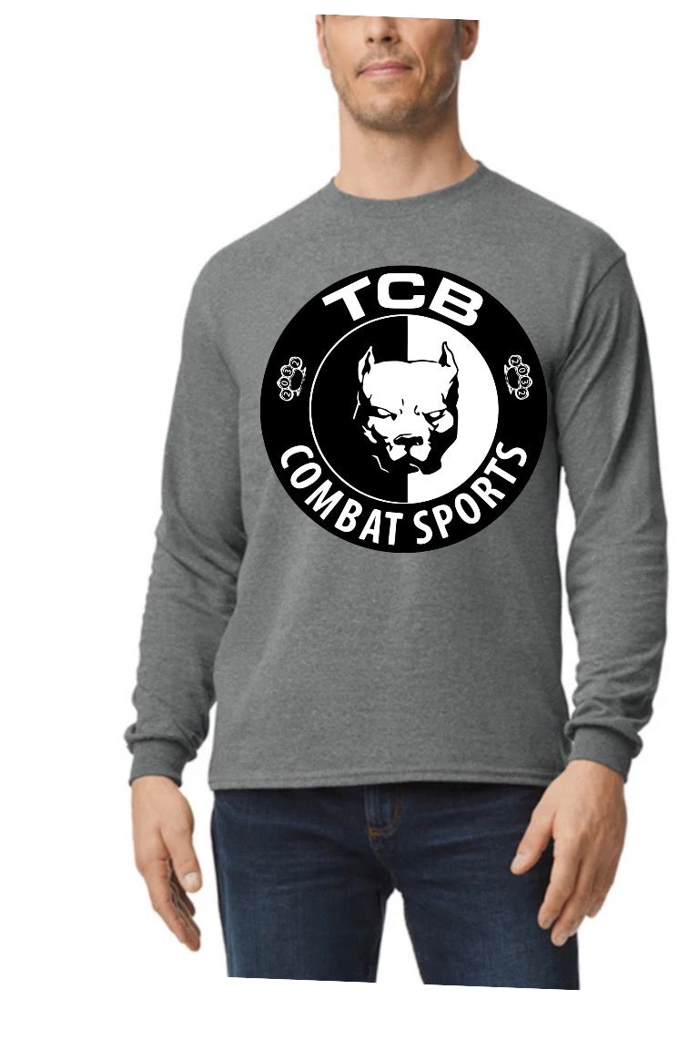 Graphite gray TCB unisex Gilden adult long sleeve T-shirts