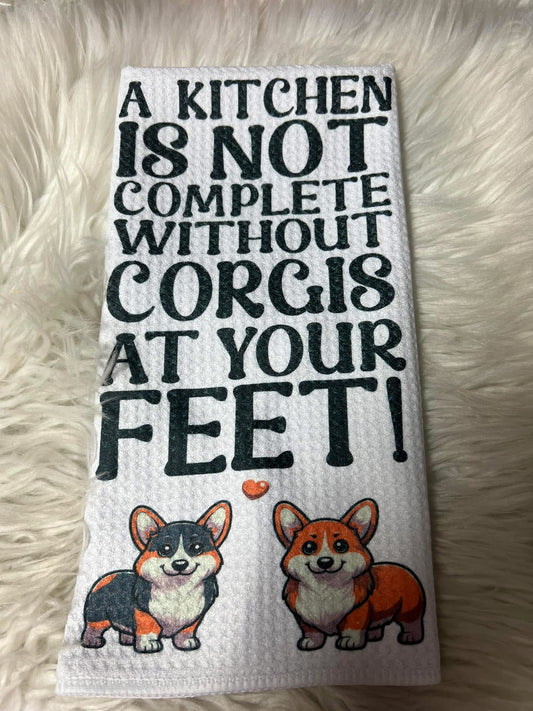 Decorative hand towel corgi