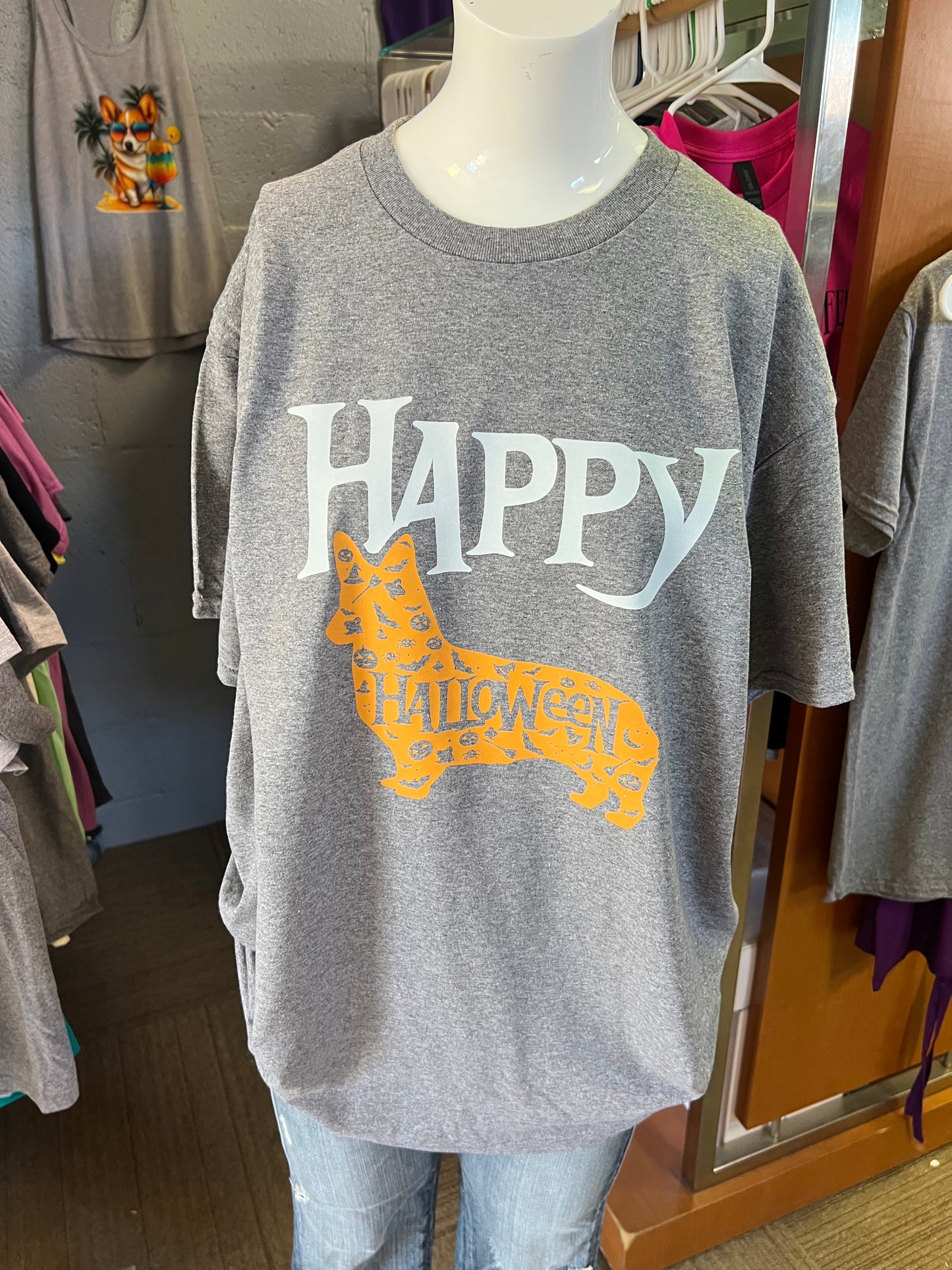 New  unisex T-shirt corgi Halloween
