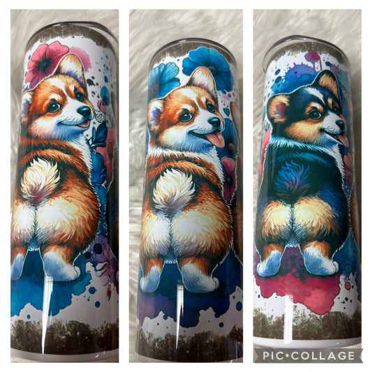 20 ounce metal Tumblr corgi