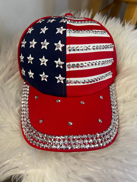 New American flag bling hat