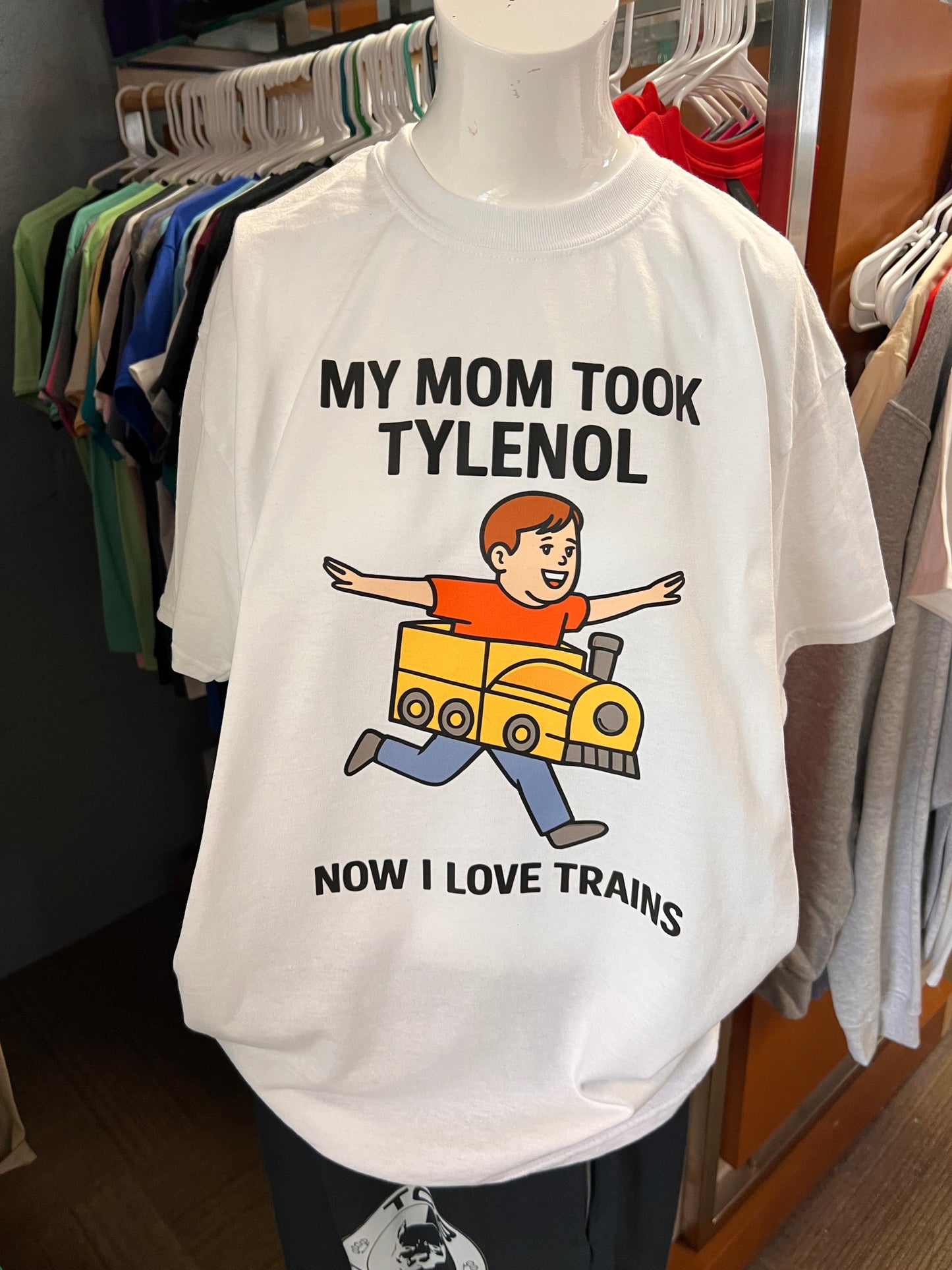 New unisex my mom took Tylenol now. I love trains