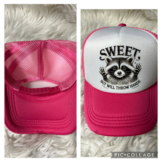 New hot pink  hat sweet, but will throw hands raccoon