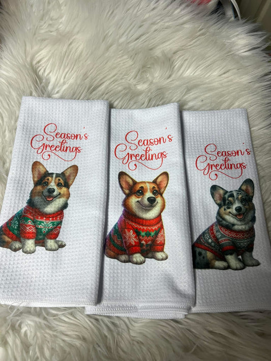 Decorative hand towel corgi