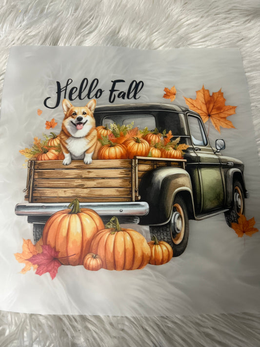 Dtf print corgi fall