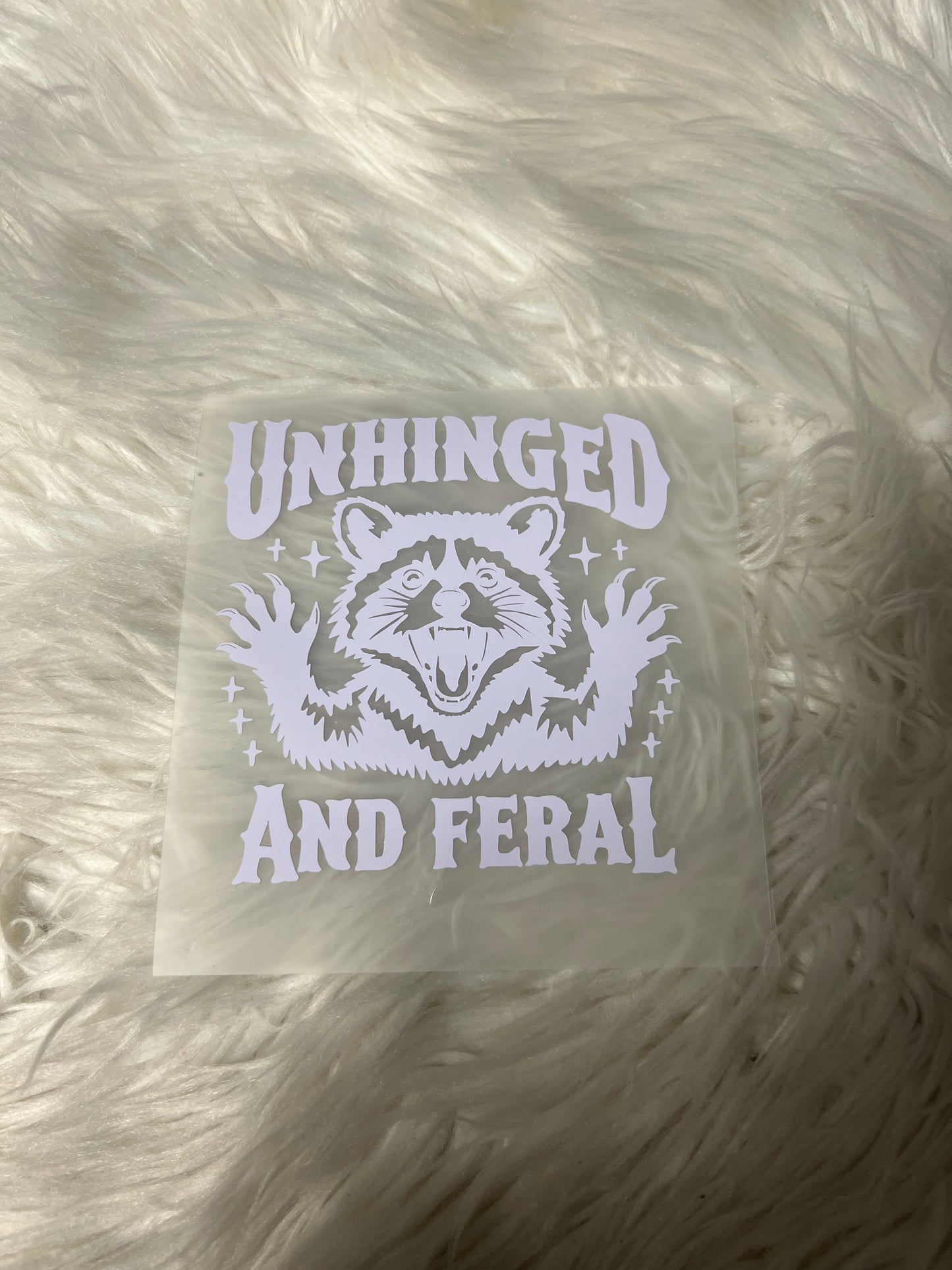 New unhinged feral  raccoon car decal