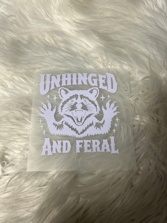 New unhinged feral  raccoon car decal