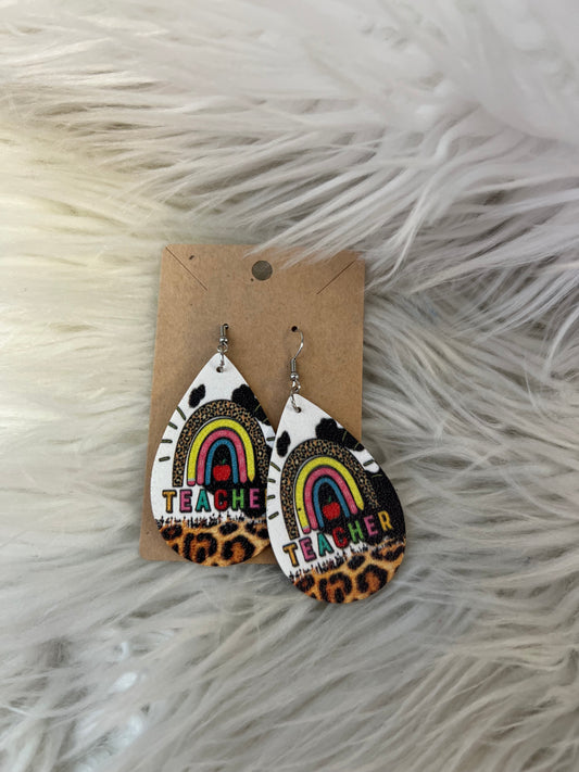 New faux leather teacher earring