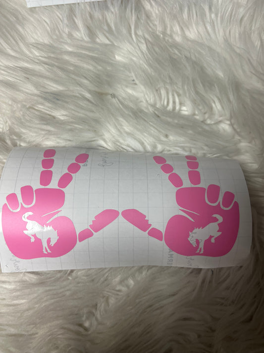 Vehicle wave car decals bucking horse pink