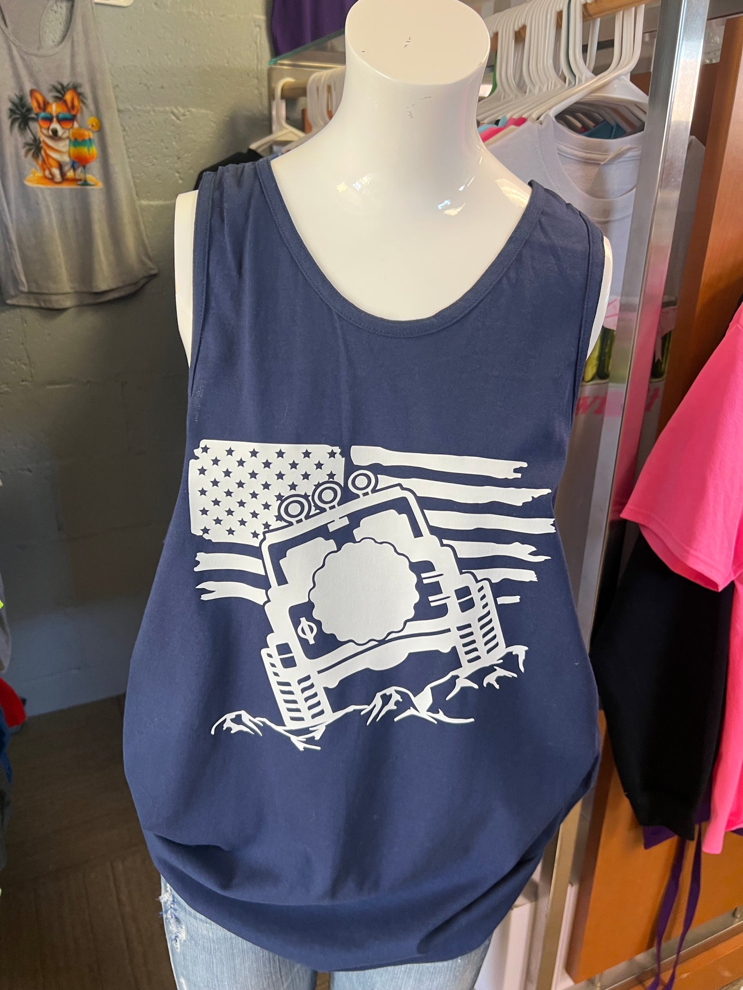 New men’s 4 x 4 tank top navy blue
