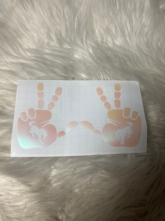 Vehicle wave car decals bucking horse white holographic
