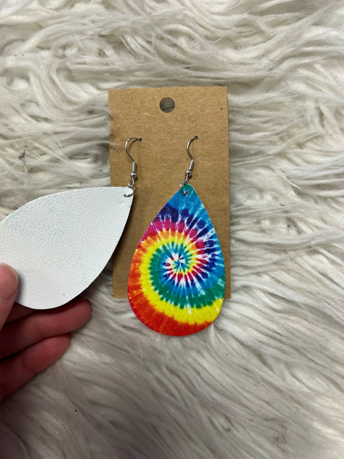 New faux, leather  tie-dye earrings