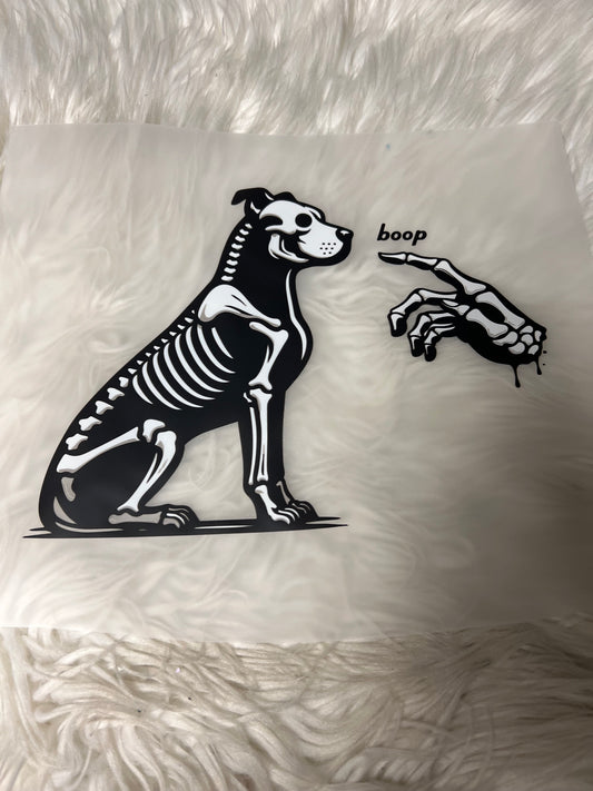 New DTF Halloween scary pitbull skeleton