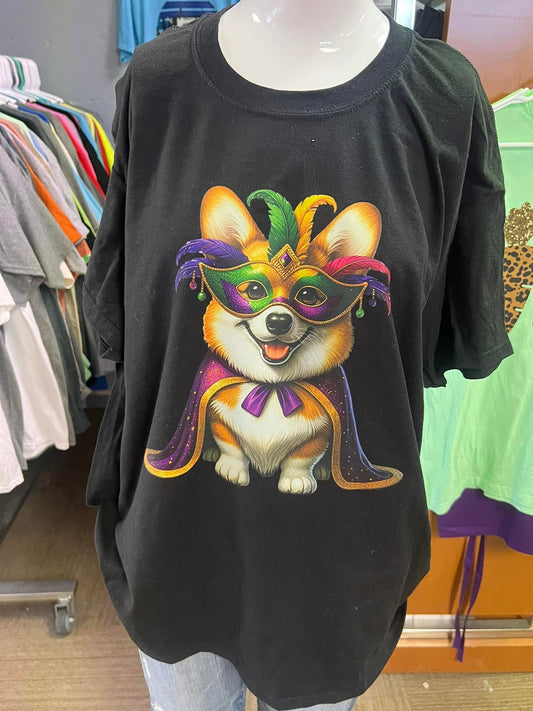 New unisex corgi Mardi Gras T-shirt