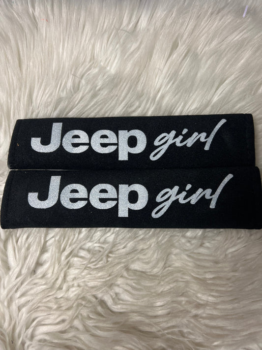 New seatbelt covers white glitter