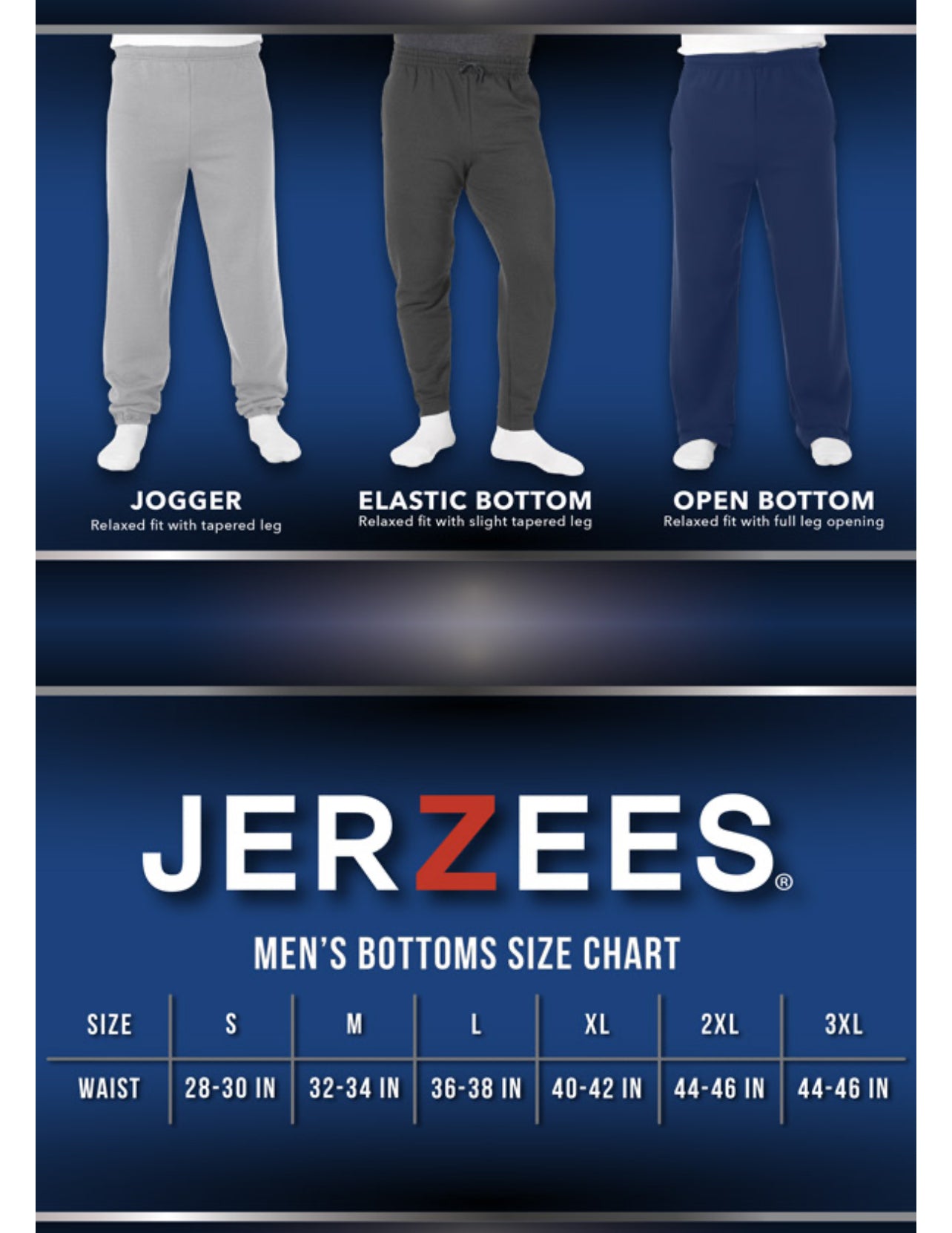 New unisex jerzees bottoms black