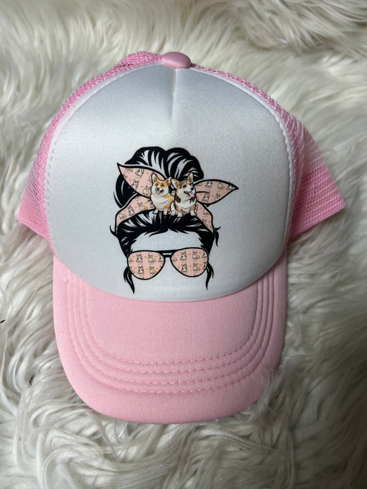 New light pink corgi Mom hat