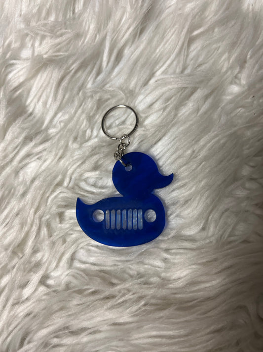 New acrylic duck keychain translucent dark blue