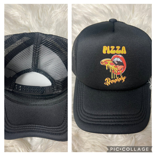 New hat pizza, daddy