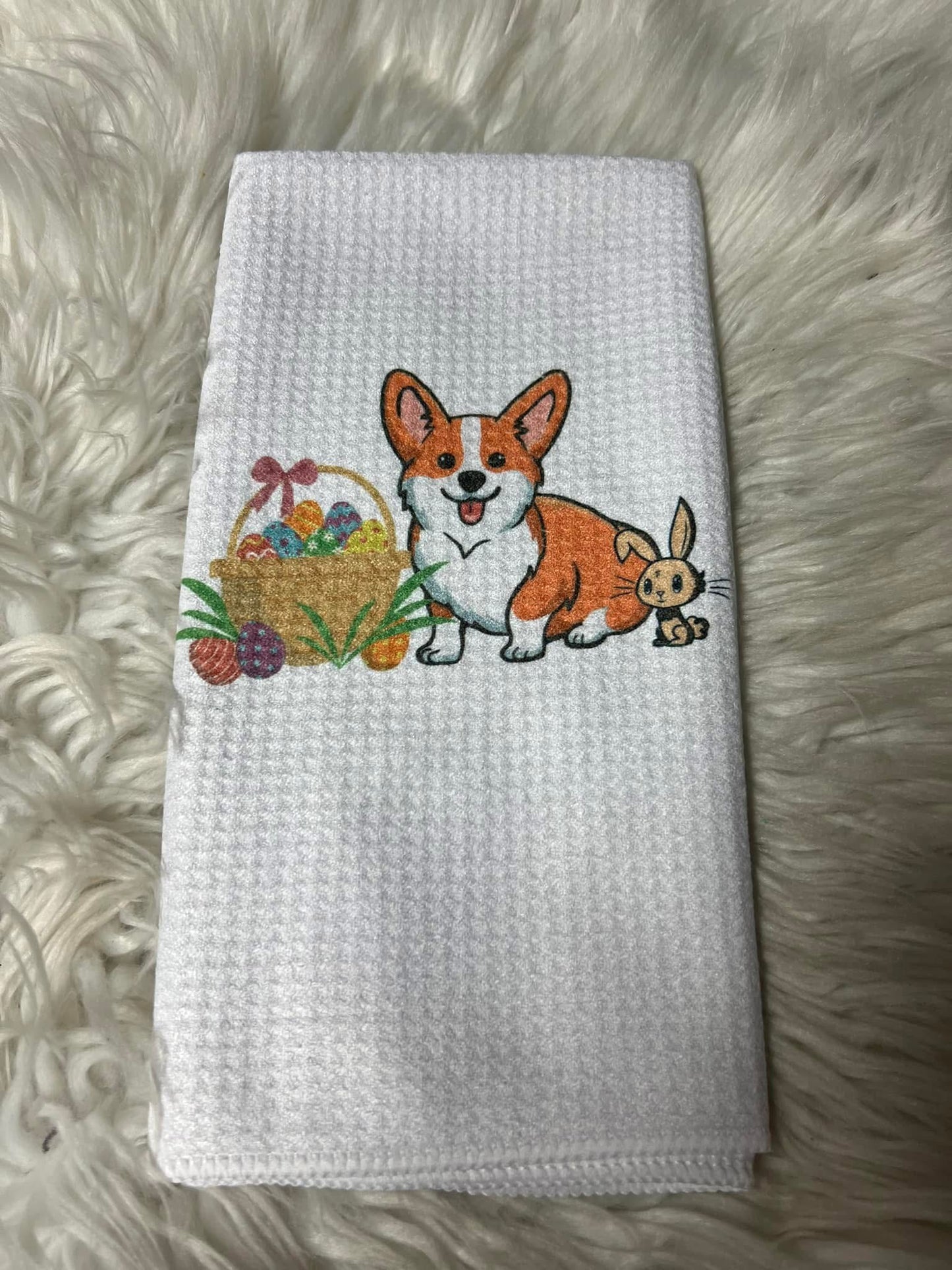 Decorative hand towel corgi