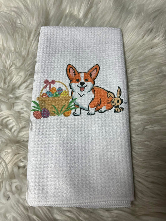 Decorative hand towel corgi