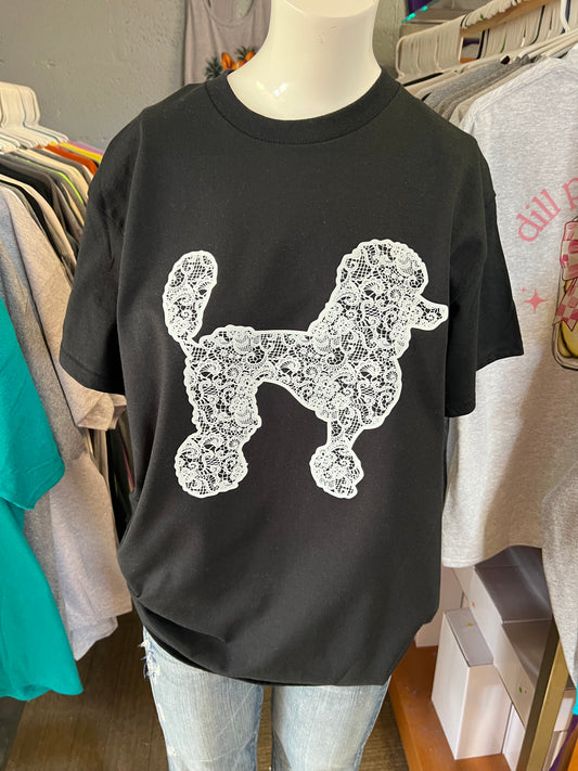 New  unisex T-shirt lace  poodle